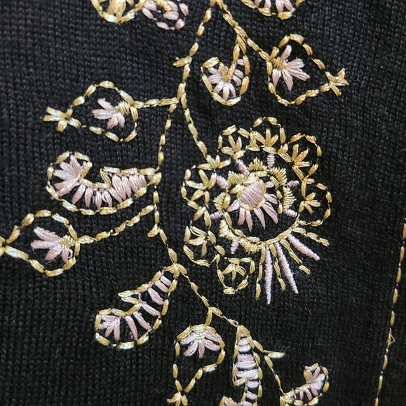 NWT Ann Taylor for LOFT Wool Blend Black Cardigan with Embroidery - Size S - Picture 5 of 7